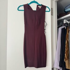 Burgundy Sleeveless Dress with sexy criss-cross
